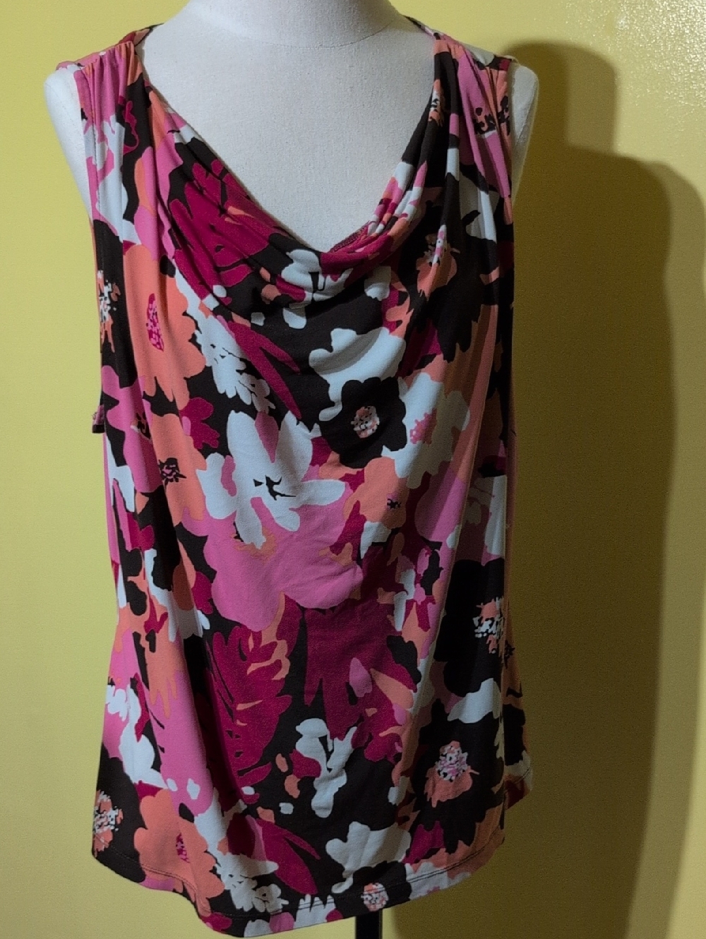 Simply Irresistible Pink Multi Floral Cowl Neck Tank